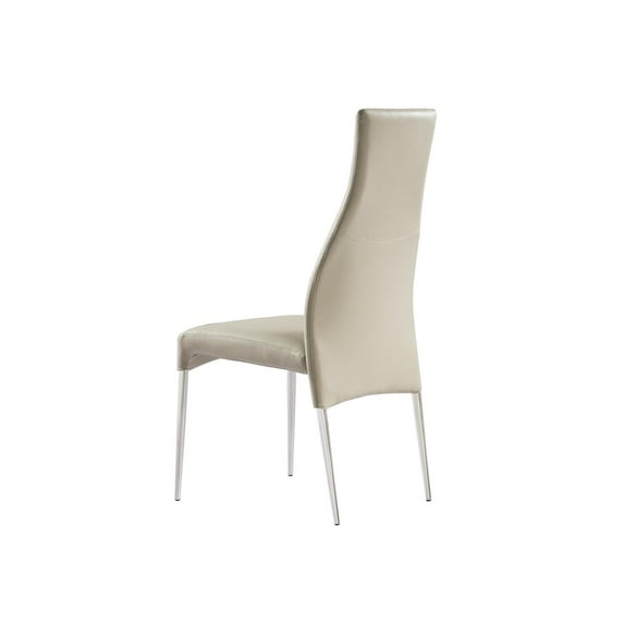 Curtis Dining Chair, Faux Leather-Color:Taupe,Finish:Polished Stainless Steel