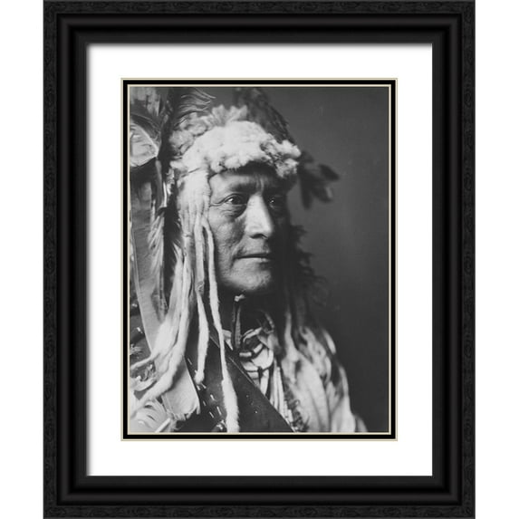 Curtis, Edward 25x32 Black Ornate Wood Framed with Double Matting Museum Art Print Titled - White Duck
