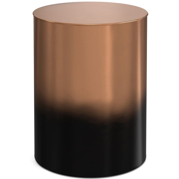 Simpli Home Curtis Industrial 16 inch Wide Metal Metal Cylinder Accent Table in Ombre Black / Copper, Fully Assembled