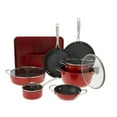 thumbnail image 1 of Curtis Stone 14-piece Dura-Pan Nonstick Stacking Cookware Set (Red) MSRP 285, 1 of 11