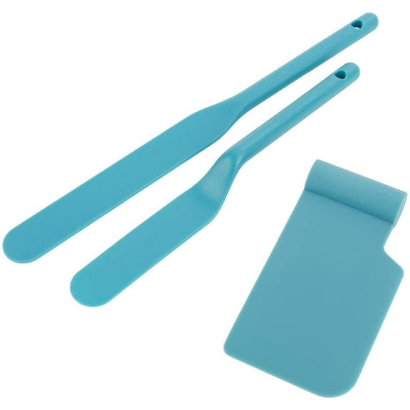 Curtis Stone 3 Pc Nylon Spatulas and Bowl Scraper - Blue