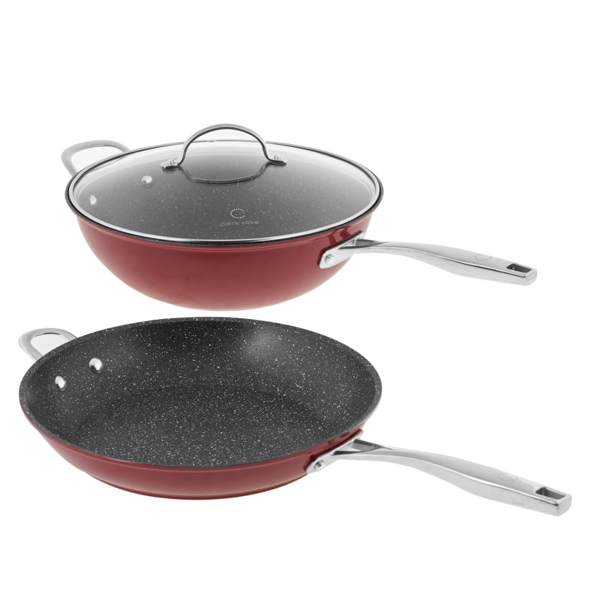 Curtis Stone 8-Inch Saute Pan With Lid (Renewed) - Yellow Nonstick Cookware