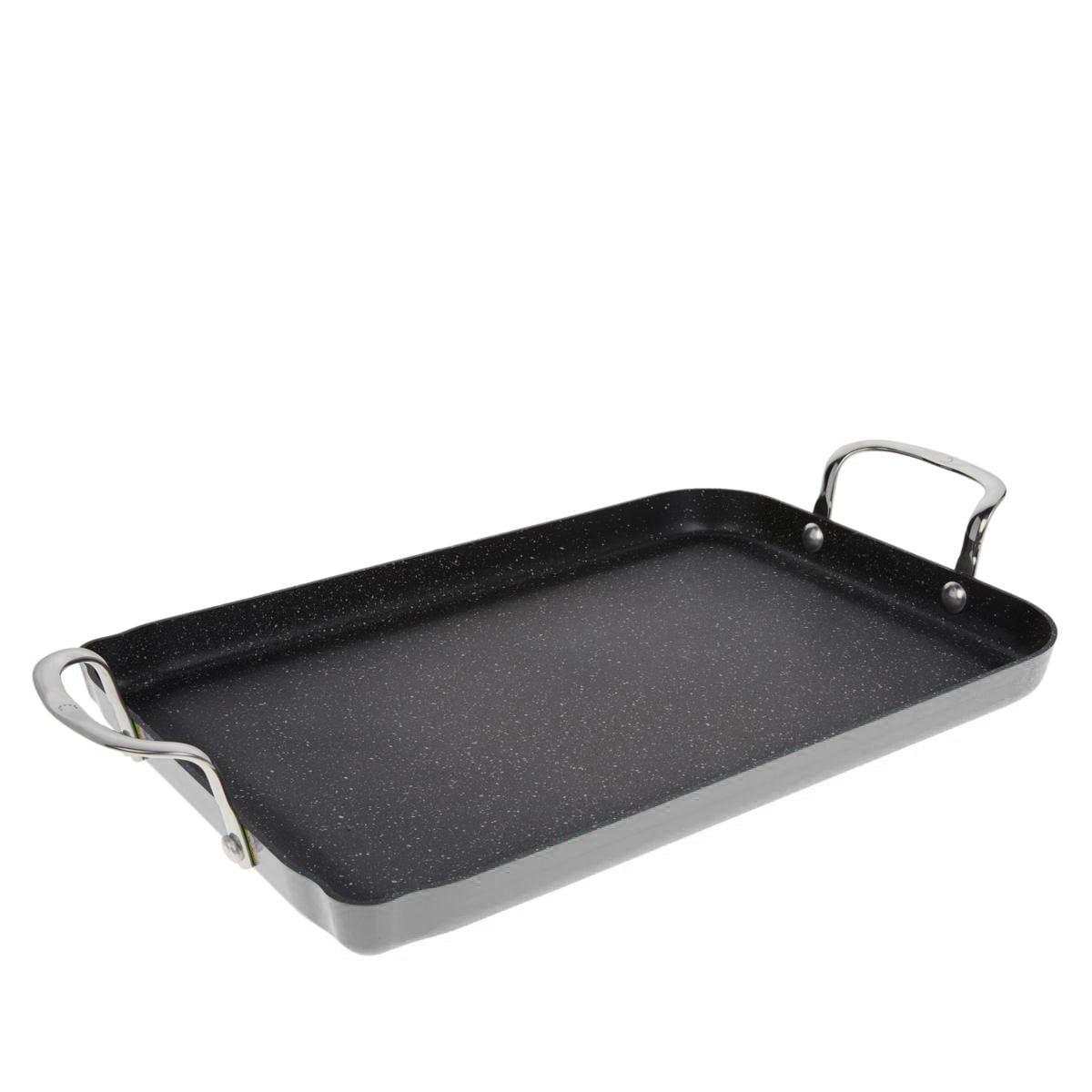 Granitestone 2 Pack Nonstick 10.5” Grill Pan/Flat Griddle Pan for Stovetop  with 3x Coated Surface