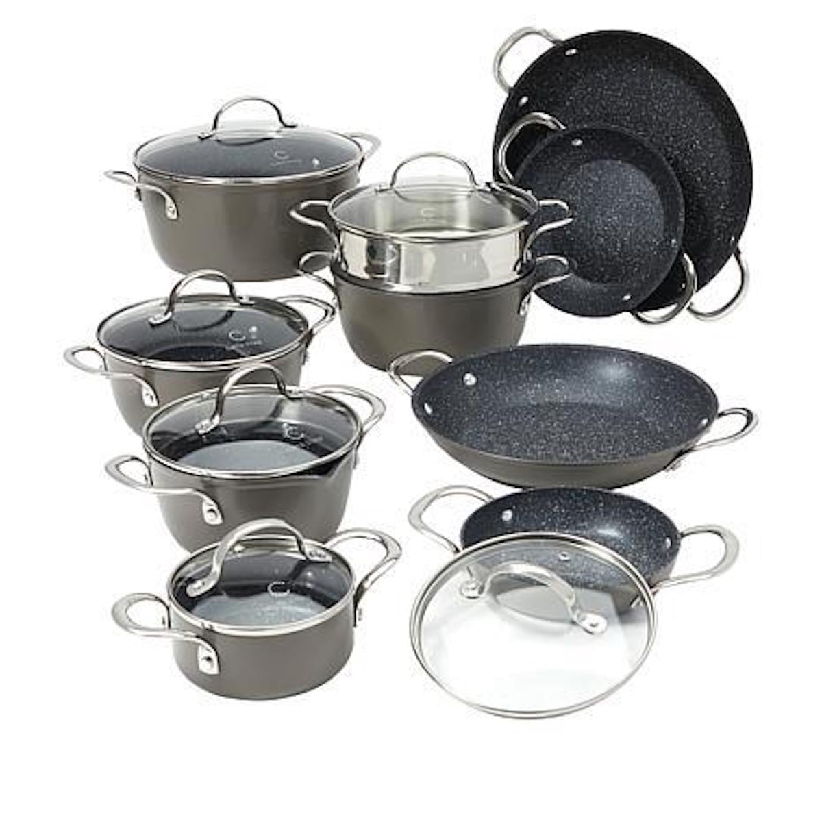 Curtis Stone Dura-Pan Nonstick 16-piece Nesting Cookware Set-Used 