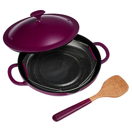 Curtis Stone 8-Inch Saute Pan With Lid (Renewed) - Yellow Nonstick Cookware