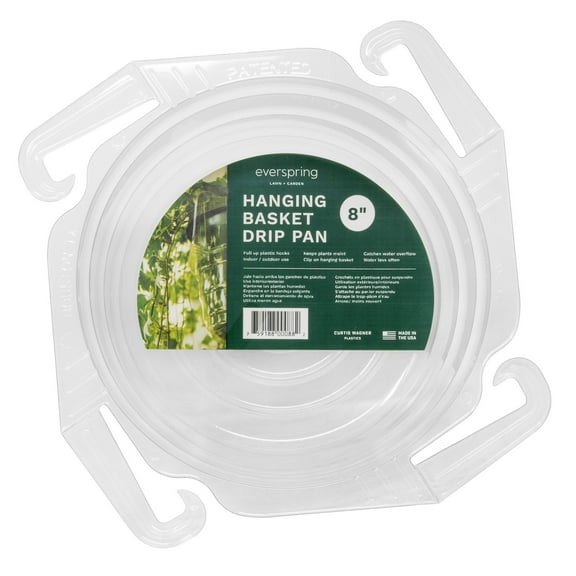 Curtis Wagner Plastics Hanging Basket Drip Pan, 8-inch, Clear (1 Count)