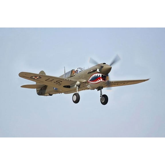 Curtiss P-40 Warhawk WWII Fighter Plane Style - 1 - 12x18 Inch Laminated Aviation Poster - Stunning Detail and Bold Colors