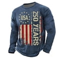 thumbnail image 1 of Curuila 250 Anniversary Usa 250 Anniversary Usa Shirt For Men Long Sleeve Crew Neck Print Fashion Comfort Tee Blue Size S, 1 of 3