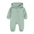 thumbnail image 1 of Curuila Baby Girls Jumpsuits Long Sleeve Solid Color Hooded With Ears Zipper Romper For Baby Everyday Wear Fashionable Clothes Green Size 12-24 Months, 1 of 4