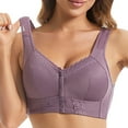 thumbnail image 1 of Curuila Bras For Women Front Closure Solid Color Lace Wireless Wide Shoulder Strap Breathable Soft Bras Gray Size 56, 1 of 8