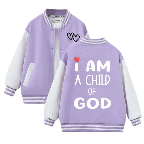 Curuila Child Girls Cardigan Coat Long Sleeve Letter Print Crew Neck Baseball Jacket For Girls Autumn Winter Fashion Outerwear Size 4-5 Years