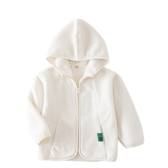 Curuila Child Girls Coat Long Sleeve Solid Color Hooded Fleece Jacket For Girls Autumn Winter Comfortable Outerwear Size 9-10 Years