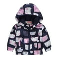 thumbnail image 1 of Curuila Child Girls Coat With Zipper Long Sleeve Graphic Print Hooded Jacket For Girls Autumn Winter Fashionable Outerwear Size 18-24 Months, 1 of 3