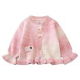 thumbnail image 1 of Curuila Child Girls Knit Cardigan Long Sleeve Gradient Color Crew Neck Sweater For Girls Autumn Winter Casual Soft Coat Size 2-3 Years, 1 of 8