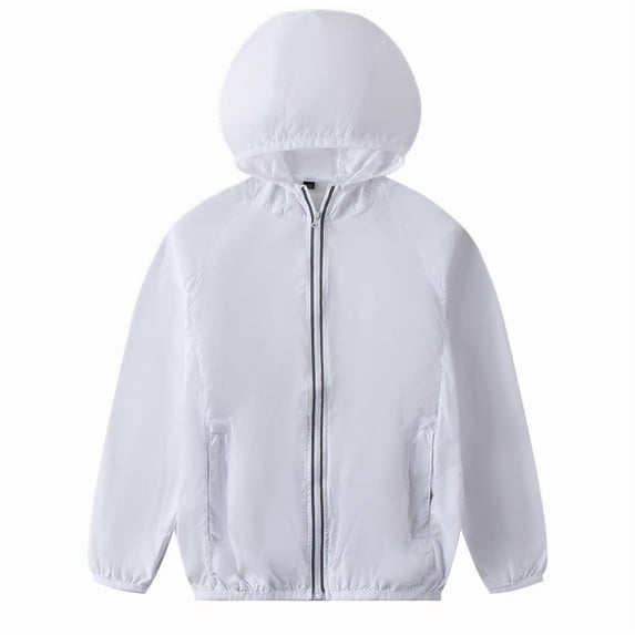 Curuila Child Girls Sun Jacket Long Sleeve Solid Color Hooded Coat For Girls Summer Lightweight Fashion Outerwear Size 6-7 Years