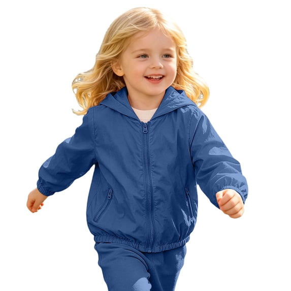 Curuila Child Girls Sun Jacket Long Sleeve Solid Color Hooded Zip Up Coat For Girls Summer Lightweight Comfortable Outerwear Size 6-7 Years