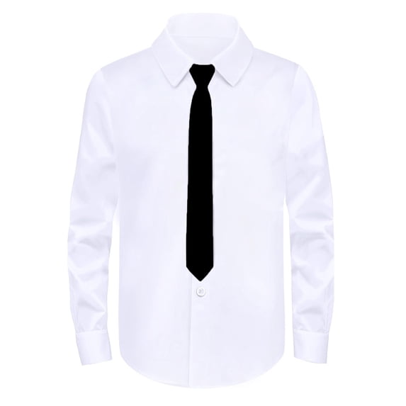 Curuila Child Kids Boys Shirts Long Sleeve Solid Color Lapel Button Down Shirts For Boys Everyday Wear Comfort Tops White Size 2-3 Years