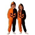 thumbnail image 1 of Curuila Child Kids Halloween Jumpsuit Hallowmas Pumpkin Hooded Flannel Pajamas For Girsl Boys Party Comfortable Sleepwear Jumpsuit Size 4-5 Years, 1 of 5