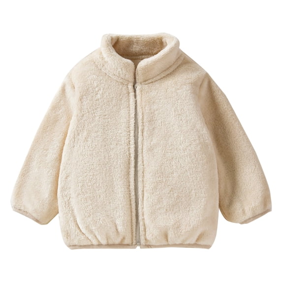 Curuila Child Toddler Girls Coat Fleece Long Sleeve Solid Color Stand Collar Jacket For Girls Winter Warm Casual Soft Outerwear Size 18-24 Months
