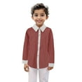 thumbnail image 1 of Curuila Children Boys Shirts Long Sleeve Striped Print Lapel Button Down Shirts For Boys Everyday Wear Comfort Tops Red Size 3-4 Years, 1 of 4