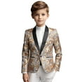 thumbnail image 1 of Curuila Children Boys Suit Cartoon Print Fashion Sequin Slim Fit Long Sleeve Lapel Casual Lightweight Mid-Length Coat With Button Beige Size 6-7 Years, 1 of 9