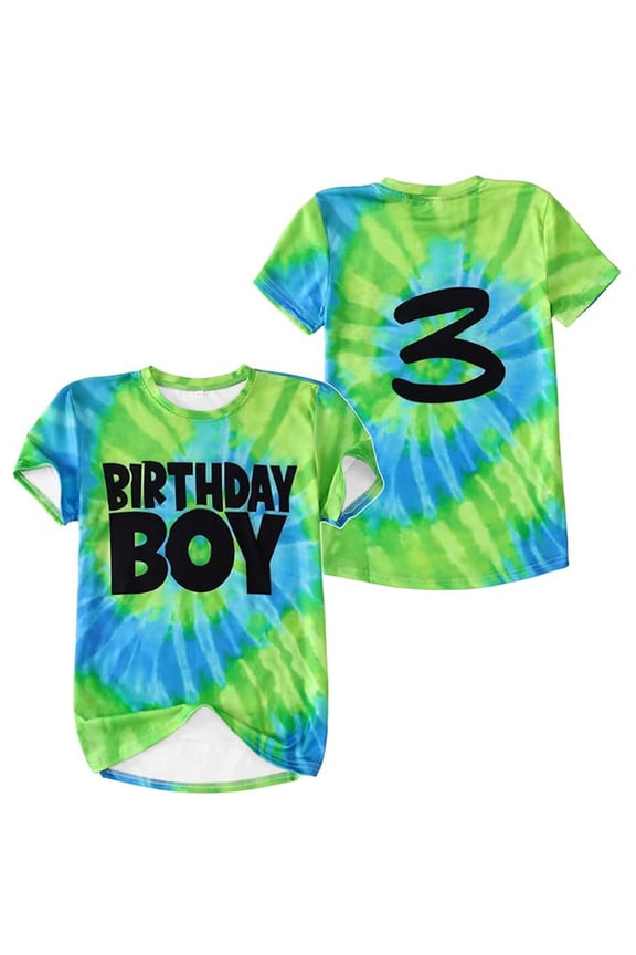 Children Boys T Shirt Short Sleeve Letter Print Crew Neck Fashionable Tops Green3 Size 10-11 Years