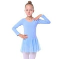 thumbnail image 1 of Curuila Children Girls Ballet Dress Crew Neck Long Sleeve Solid Color Comfortable Casual Dance Dresses Size 8-9 Years Blue, 1 of 7