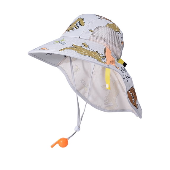 Curuila Children Girls Boys Sun Hat Adjustable Outdoor Cartoon Print Summer Beach Fashion Comfort Caps Gray Size One Size