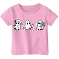 thumbnail image 1 of Curuila Children Girls Boys Tops Halloween Themed Cartoon Printed Short Sleeved Crew Neck T Shirt Pink Size 6-7 Years, 1 of 3