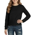 thumbnail image 1 of Curuila Children Girls Boys Tops Solid Color Long Sleeve T Shirts Crew Neck Casual Fall Winter Basic Tees Black Size 6-7 Years, 1 of 4