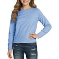 thumbnail image 1 of Curuila Children Girls Boys Tops Solid Color Long Sleeve T Shirts Crew Neck Casual Fall Winter Basic Tees Blue Size 6-7 Years, 1 of 4