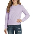 thumbnail image 1 of Curuila Children Girls Boys Tops Solid Color Long Sleeve T Shirts Crew Neck Casual Fall Winter Basic Tees Purple Size 6-7 Years, 1 of 4