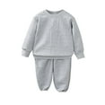 thumbnail image 1 of Curuila Children Girls Boys Two Piece Set Comfort Solid Color Long Sleeve Crew Neck Shirt Long Pant Autumn Outfits Set Gray Size 3-4 Years, 1 of 3