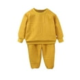 thumbnail image 1 of Curuila Children Girls Boys Two Piece Set Comfort Solid Color Long Sleeve Crew Neck Shirt Long Pant Autumn Outfits Set Yellow Size 3-4 Years, 1 of 3