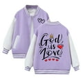 thumbnail image 1 of Curuila Children Girls Cardigan Coat Long Sleeve Letter Print Crew Neck Baseball Jacket For Girls Autumn Winter Fashionable Outerwear Size 4-5 Years, 1 of 5