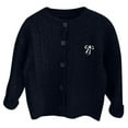 thumbnail image 1 of Curuila Children Girls Clothes Long Sleeve Crew Neck Solid Cardigan Spring Autumn Sweater Coat Navy Size 6-7 Years, 1 of 3