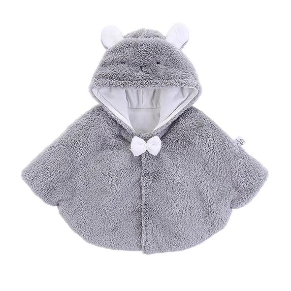 Curuila Children Girls Coat Fleece Cartoon Print Hooded Jacket For Girls Autumn Winter Comfortable Outerwear Size 0-3 Years
