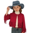 thumbnail image 1 of Curuila Children Girls Coat With Tassels Long Sleeve Solid Color Crew Neck Jacket For Girls Spring Autumn Comfort Outerwear Size 9-10 Years, 1 of 8
