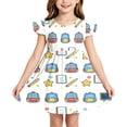 thumbnail image 1 of Curuila Children Girls Dress Flutter Sleeve Cartoon Print Crew Neck For School Casual Dresses Size 3-4 Years, 1 of 7
