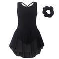 thumbnail image 1 of Curuila Children Girls Jumpsuit Dance Dress Sleeveless Solid Color Crew Neck Comfortable Bodysuits Black Size 6-7 Years, 1 of 6
