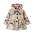 thumbnail image 1 of Curuila Children Girls Long Coat Long Sleeve Floral Print Hooded Jacket For Girls Spring Autumn Fashion Outerwear Size 3-4 Years, 1 of 3