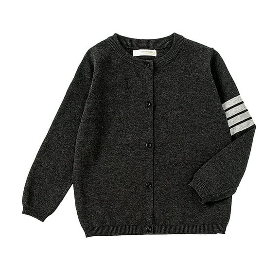Curuila Children Girls Sweater Long Sleeve Crew Neck Solid Color Cardigan With Button Spring Autumn Coat Size 4-5 Years Black