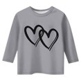 thumbnail image 1 of Curuila Children Girls Tops Casual Heart Print Crew Neck Loose 3/4 Sleeves T Shirt Grey Size 10-11 Years, 1 of 3