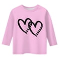 thumbnail image 1 of Curuila Children Girls Tops Casual Heart Print Crew Neck Loose 3/4 Sleeves T Shirt Pink Size 12-13 Years, 1 of 3