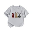 thumbnail image 1 of Curuila Children Girls Tops Fashion Short Sleeve T Shirt Easter Bunny Printed Crew Neck Summer Clothing Grey Size 3-4 Years, 1 of 3