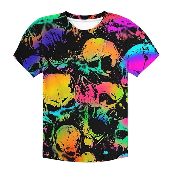 Curuila Childrens Boys Top Cartoon Print Crew Neck Short Sleeved Breathable Fashion T Shirt Purple Size 5 Years