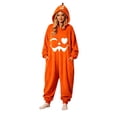 thumbnail image 1 of Curuila Halloween Adult Jumpsuit With Pocket Hallowmas Pumpkin Hooded Flannel Pajamas For Women And Men Party Comfort Homewear Jumpsuit Size L, 1 of 7