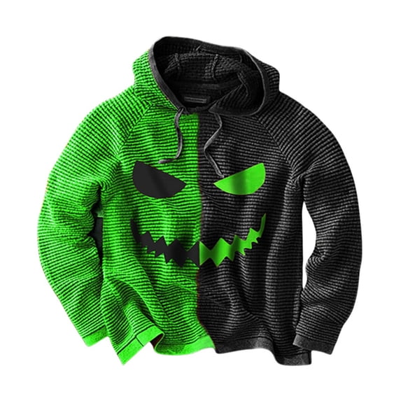 Curuila Halloween Mens Hoodies Hallowmas Pumpkin Print Long Sleeve Hooded Sweatshirt For Men Everyday Wear Fashionable Pullover Tops Size 3Xl