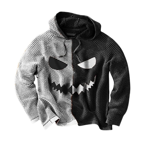 Curuila Halloween Mens Hoodies Hallowmas Pumpkin Print Long Sleeve Hooded Sweatshirt For Men Everyday Wear Fashionable Pullover Tops Size L