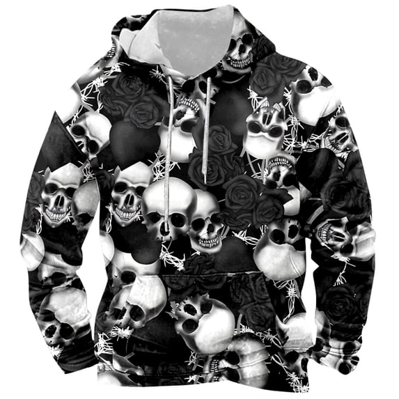 Curuila Halloween Mens Hoodies With Pocket Hallowmas Graphic Print Long Sleeve Hooded Sweatshirt For Men Loose Fit Fashion Pullover Tops Size L
